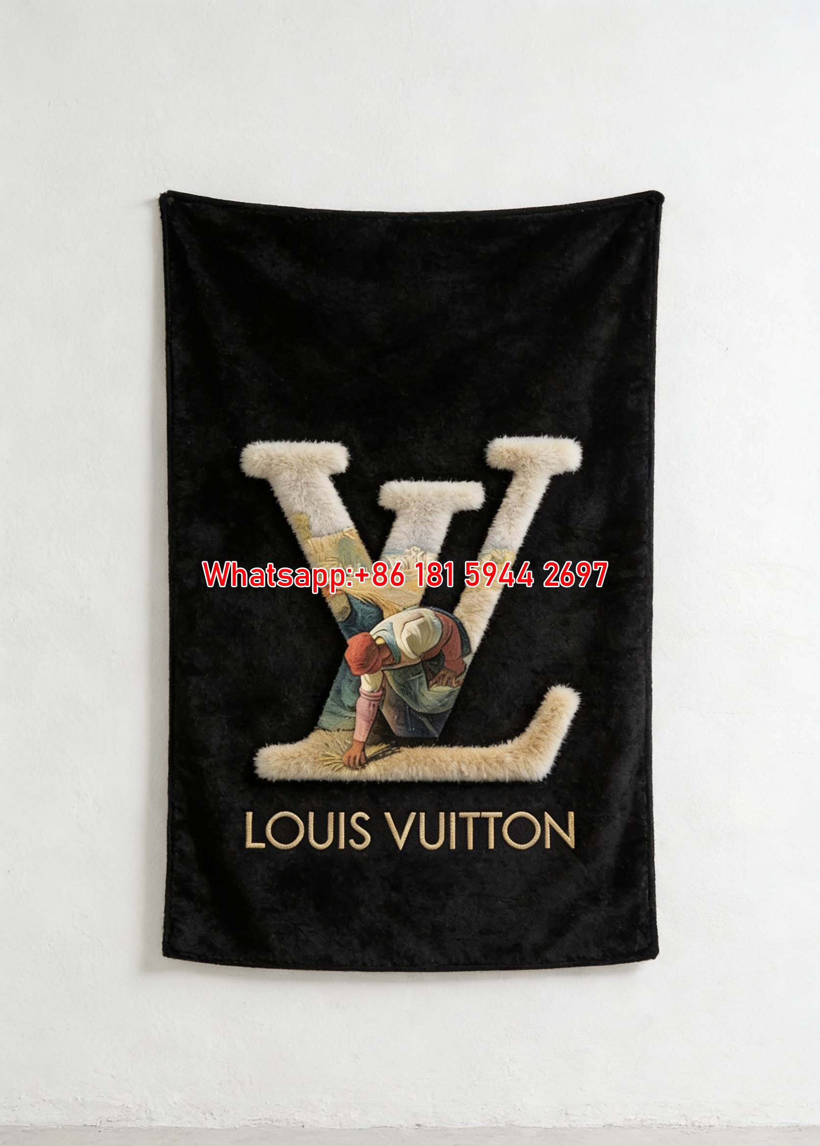 LV Fur Art Fleece Blanket Luxury LV Fleece Throw IMG_3240